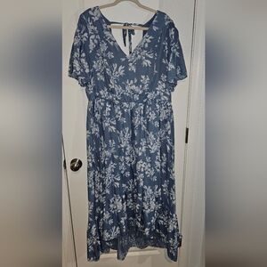 Torrid Blue Chambray Floral Dress